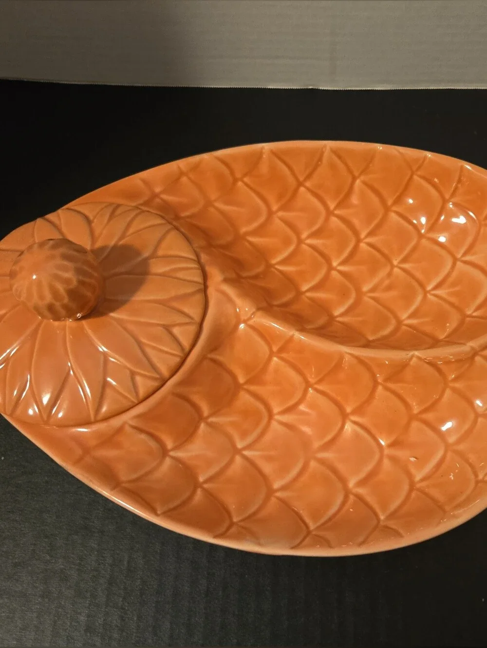 Vintage Hoeniq Of California USA Art Pottery Pink/Coral Fish, Bowl Platter